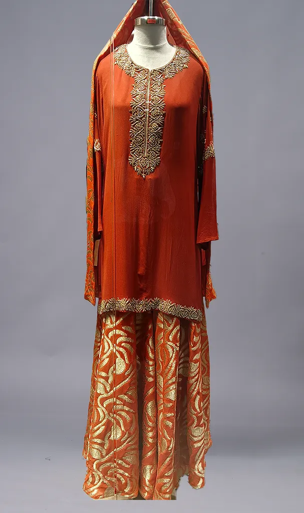 Orange georgette Banarsi Traditional  (LN00165)