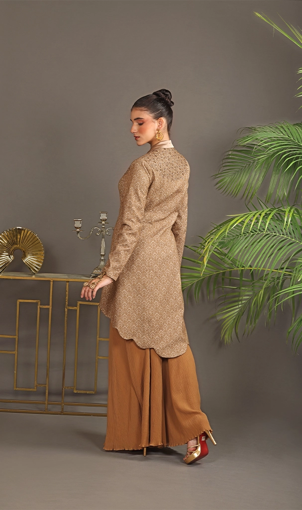 Beige Jacket with Sharara (LN0082)