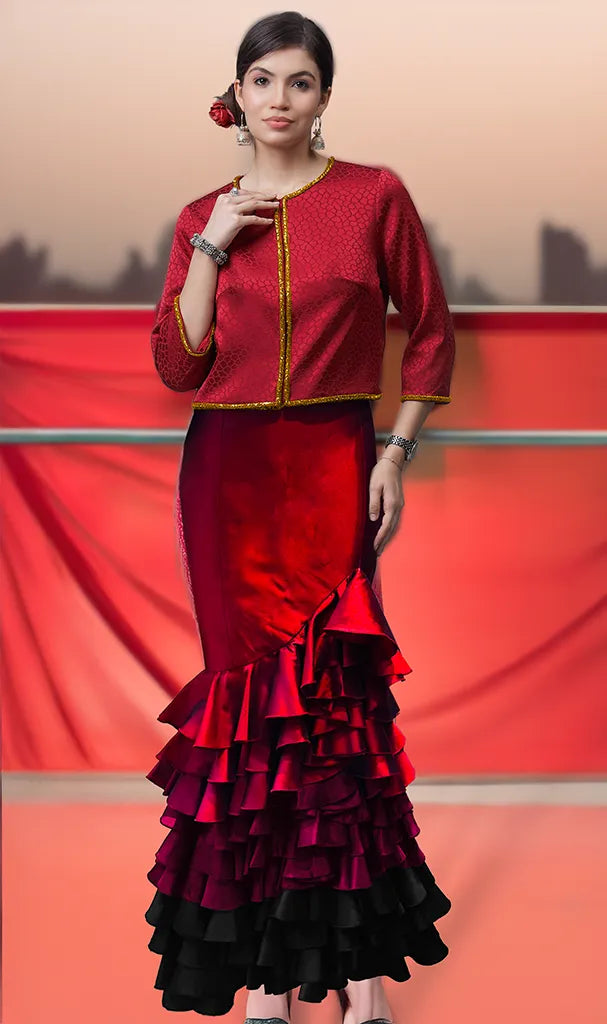 Satin Mehroon grandeur (LN00133)