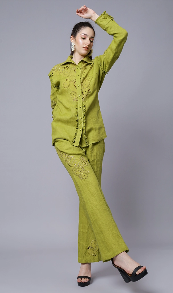 Olive green Cord set ( LN0048 )