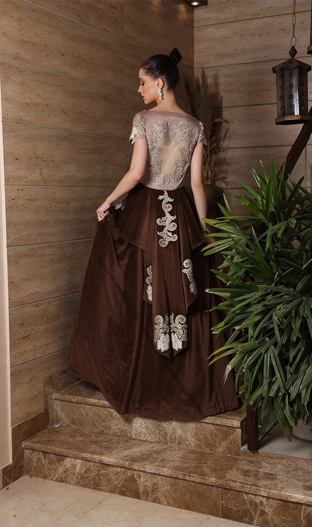 Brown Beige Long Heavy Gown (LN0019)