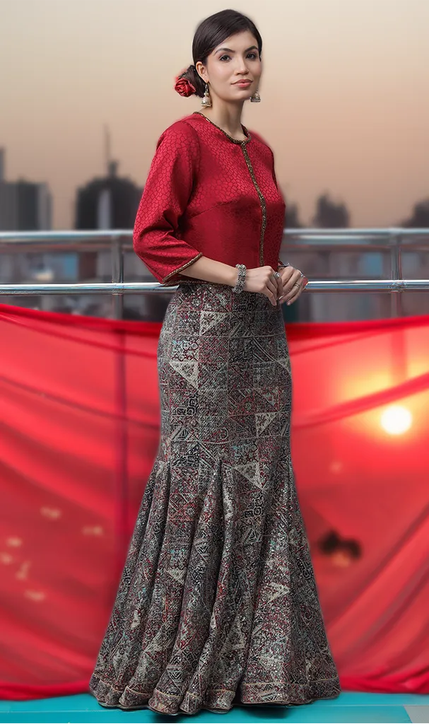 Senorita Lehenga Jacket & Panelled Skirt (LN00133)