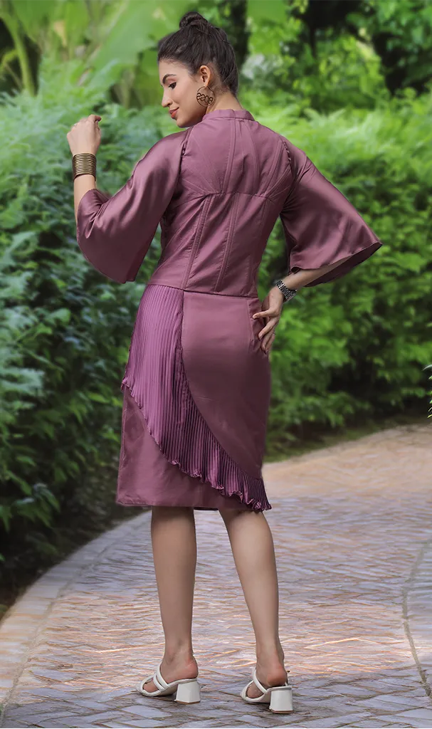 Mauve Boning Corset Midi Dress (LN00114)