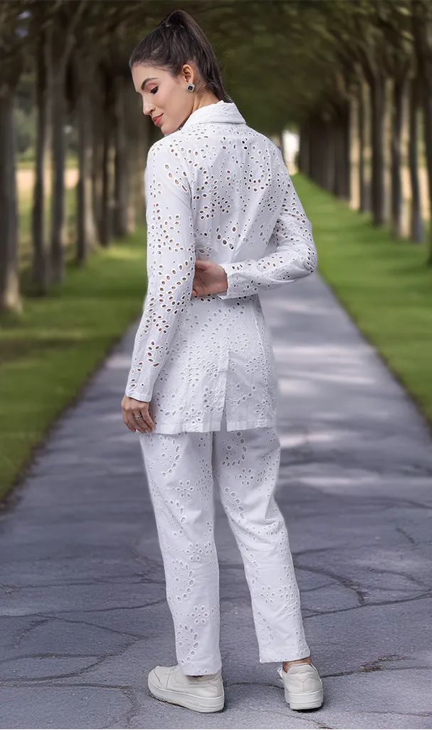 White 3 pcs Coat bustier shorts ( LN0047 )