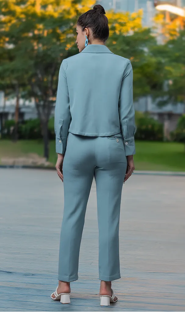 Powder Blue Cordset with embossed Pockets on Top (LN00145)