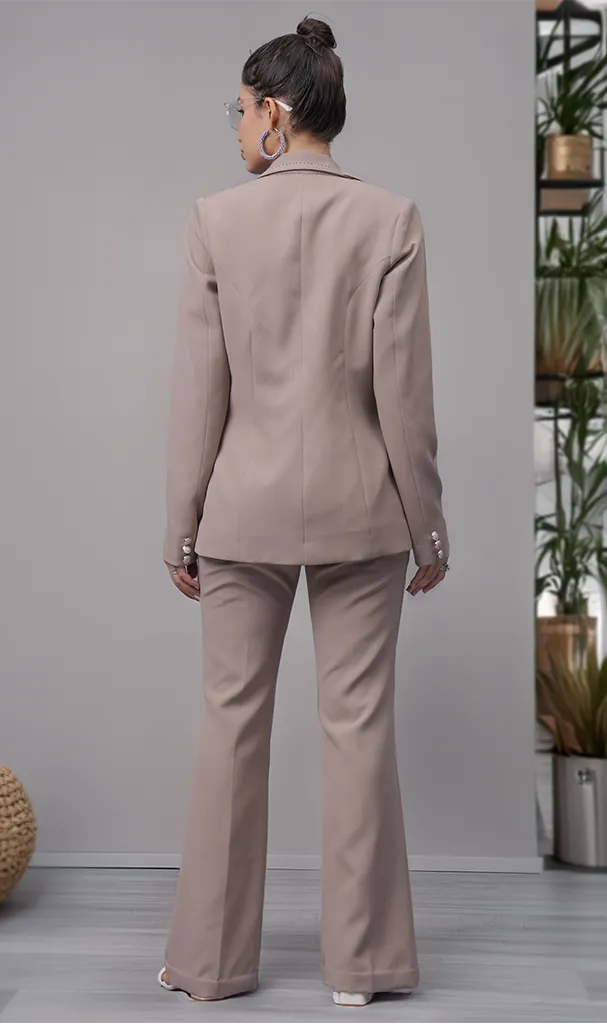 Cookie Beige Cordset with Detailed Embroidery (LN00136)