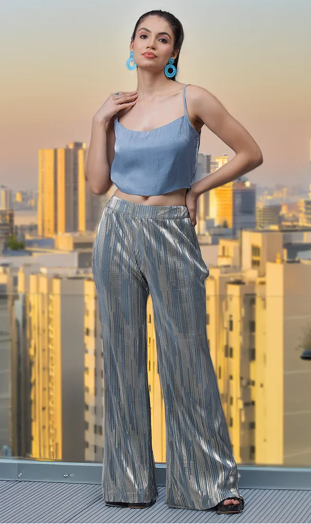 Carolina Blue Cordset with Shaded Golden Blue Foil Bottom (LN00111)