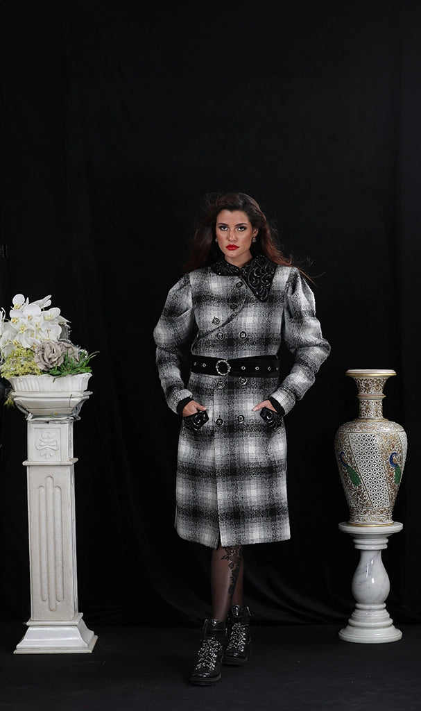 GREY CHECKS COAT (LN0009)