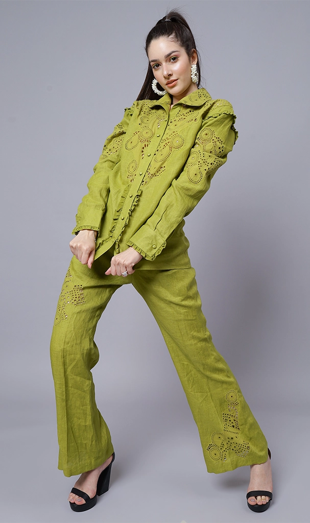 Olive green Cord set ( LN0048 )