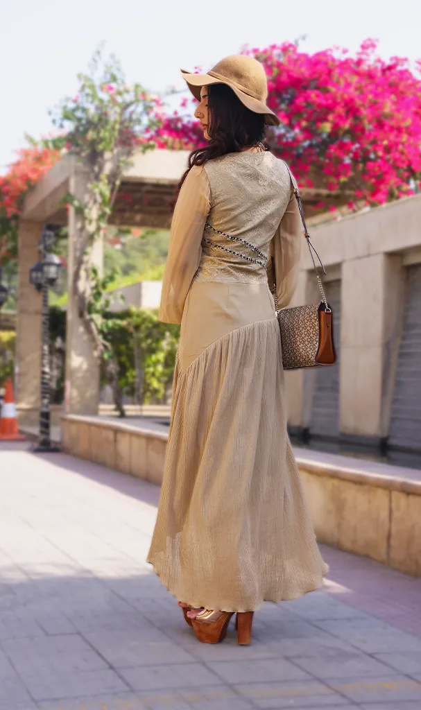 Biscotti Beige Assymetric Dress	 (LN00104)