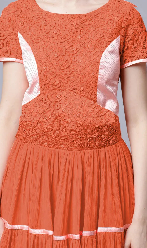 Orange Long Gown ( LN0062 )